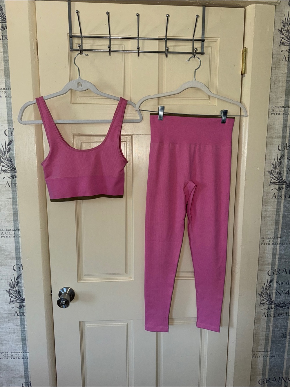 Outdoor Voices Pink High-Rise Leggings with Matching Sports Bra